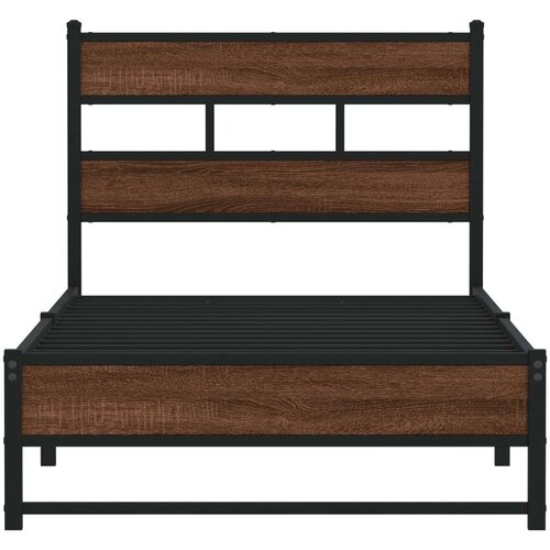 VidaXL Metalni okvir kreveta bez madraca smeđi hrast 75x190 cm Slike