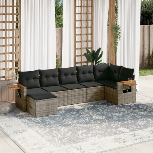 VidaXL 7-dijelni set vrtnih sofa sivi od poliratana Slike