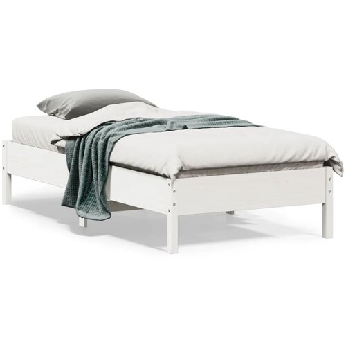 vidaXL Posteljni okvir bel 75x190 cm trdna borovina Cene