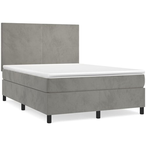  Krevet s oprugama i madracem svjetlosivi 140x190 cm bar&amp;scaron;unasti Slike