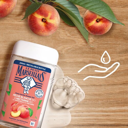 Le Petit Marseillais Extra Gentle Shower Gel Organic White Peach &amp;amp; Organic Nectarine gel za prhanje 250 ml za ženske Slike