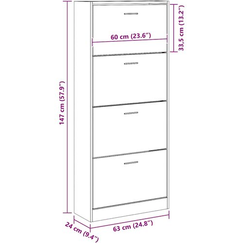  za cipele boja hrasta 63x24x147 cm konstruirano drvo Slike