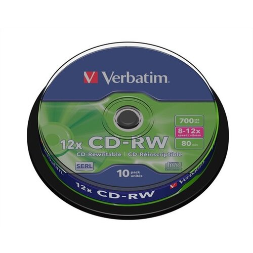 Verbatim CD-RW 700MB, 8-10x, prepisljiv, hengeren (10db) Cene