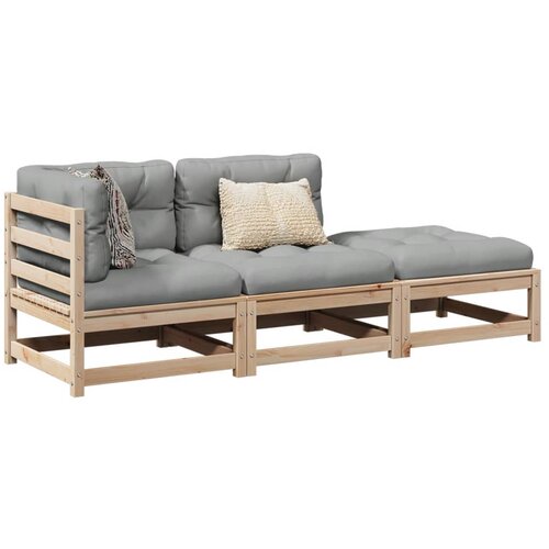 VidaXL 3-dijelni set vrtnih sofa od masivne borovine s jastucima Slike