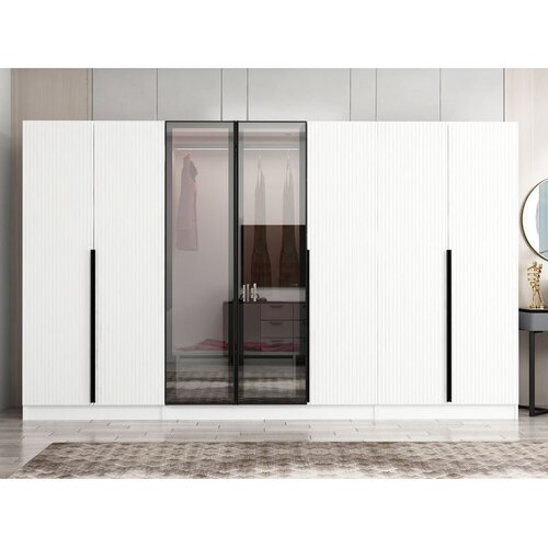Hanah home ormar sa reflektujućim staklom Nisa 20606, 315 cm, beli Cene