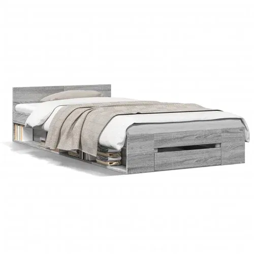 vidaXL Okvir za krevet s ladicom boja hrasta 100x200 cm drveni