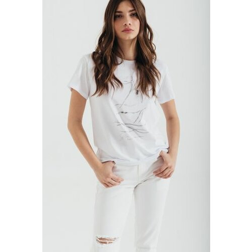 Legendww ženska   pamučna bela majica sa cirkonima 7083-9368-01 Cene