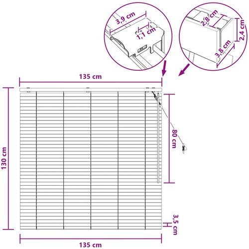  Venecijanska roleta Tamno smeđa 135 x 130 cm 35 mm Slike