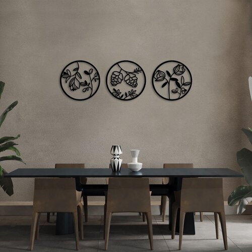 Wallity Zidna dekoracija Flowers-305 L, ⌀70cm, Crna Slike