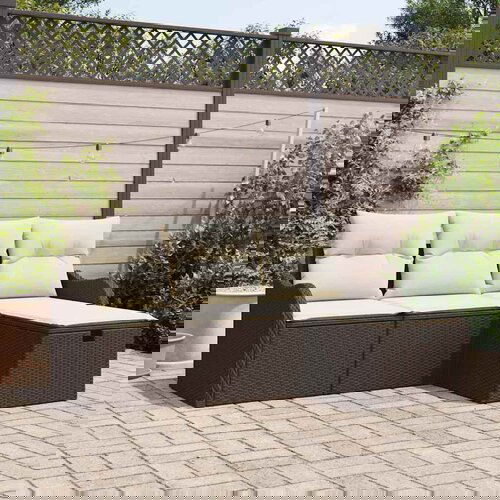 vidaXL 4-delni vrtni kavč komplet s blazinami rjav poli ratan Cene