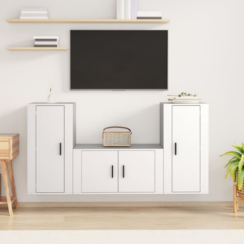vidaXL Komplet TV omaric 3-delni bel inženirski les Cene