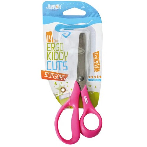 Junior ergo kiddy cuts, makaze, blister, 14cm Roze Slike