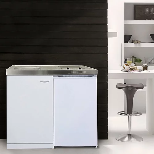RESPEKTA mini kuhinja pantry 100 (100 cm, steklokeramična plošča in hladilnik, bela)