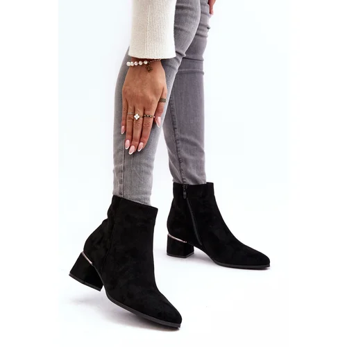 PE1 Women's Suede Boots on Heel Black Mebassa