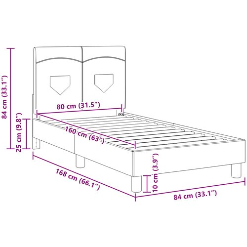  Krevet za djecu s uzglavljem Tamno siva 80 x 160 cm tkanina Slike