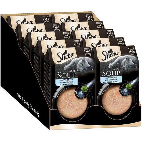 Sheba Varčno pakiranje Sheba Classic Soup vrečke 80 x 40 g - z belo ribo Slike