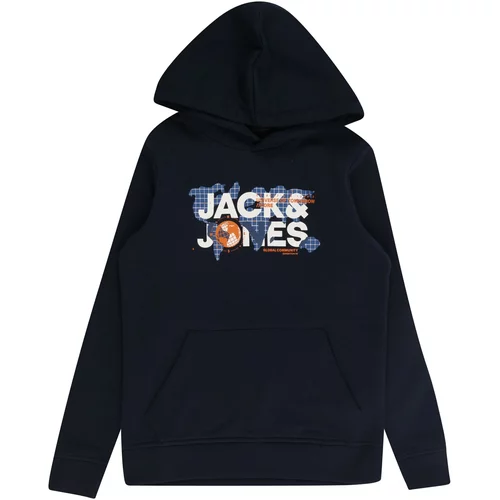 Jack & Jones Sweater majica 'Dust' mornarsko plava / kraljevsko plava / narančasta / bijela