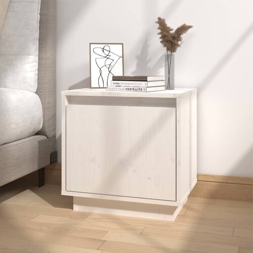 The Living Store Nočna omarica bela 40x30x40 cm trdna borovina - Nočna Omarica, (21433020) Slike