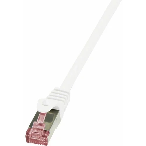 Logilink CQ2061S RJ45 mrežni kabel, Patch kabel cat 6 S/FTP 3.00 m bijela vatrostalan, sa zaštitom za nosić 1 St.