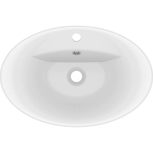 VidaXL Razko&amp;scaron;en umivalnik ovalen mat bel 58,5x39 cm keramika Slike