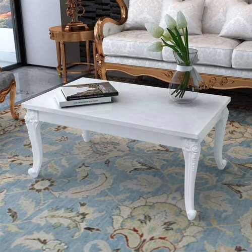 vidaXL Klubska Mizica 100x60x42 cm Visok Sijaj Bele Barve Cene