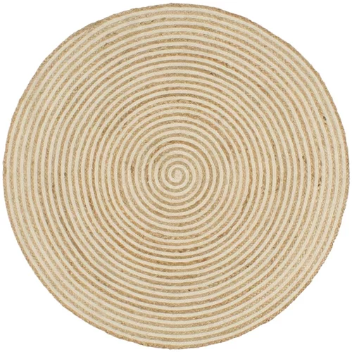  Ručno rađeni tepih od jute sa spiralnim uzorkom bijeli 90 cm