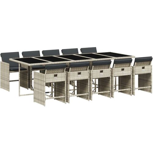  11-dijelni vrtni blagovaonski set s jastucima svijetlosivi Cene