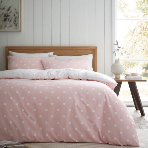 Catherine Lansfield Bela/rožnata enojna flanelna posteljnina 135x200 cm Polka Dot &amp;ndash; Slike