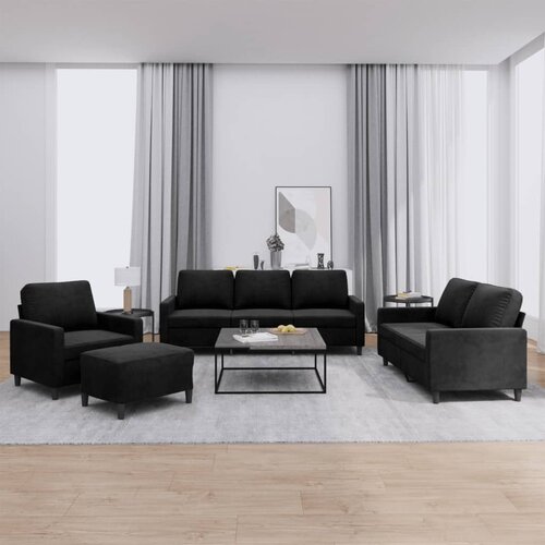 vidaXL 4-dijelni set sofa s jastucima crni baršunasti Cijene