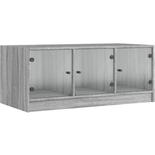 Maison Chic Klubska mizica - kavna mizica - Nizka mizica s steklenimi vrati siva sonoma 102x50x42 cm, (21753099) Slike