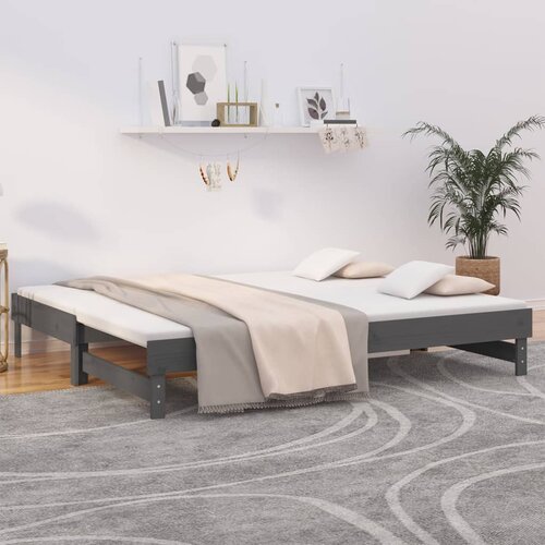  Dnevni ležaj na izvlačenje sivi 2x(100x200) cm masivna borovina Cene