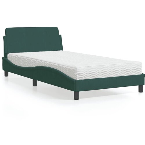 VidaXL Postelja z vzmetnico temno zelena 100x200 cm žamet Slike
