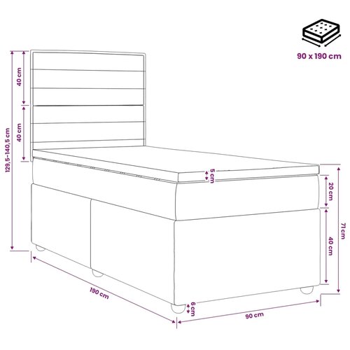  Boxspring krevet s madracem Svjetlosiva Jjedan Tkanina - Svjetlosiva Jjedan Dizajn linija Slike