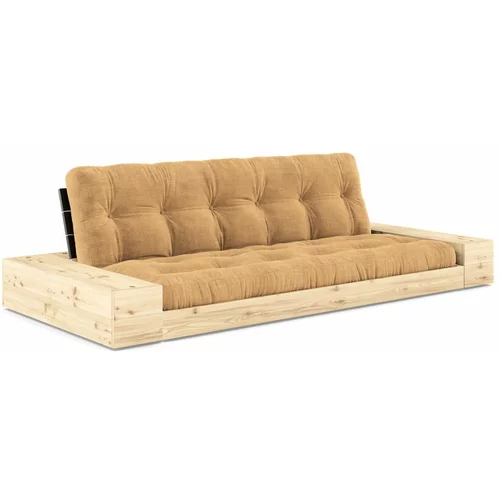 Karup Design Senf žuta/svjetlo smeđa sklopiva sofa od samta 244 cm Base –