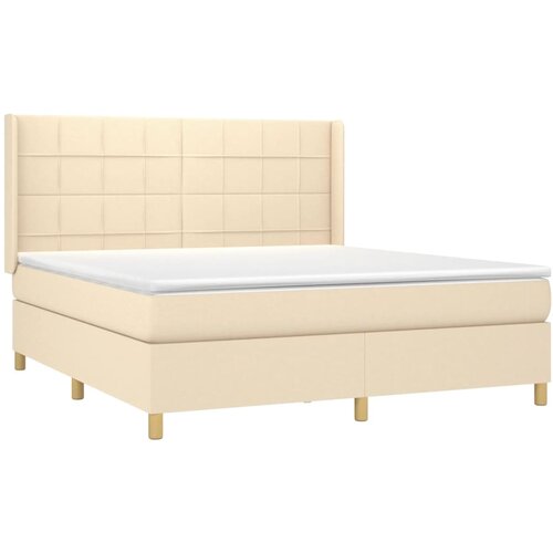  Krevet box spring s madracem LED krem 160x200 cm od tkanine Slike