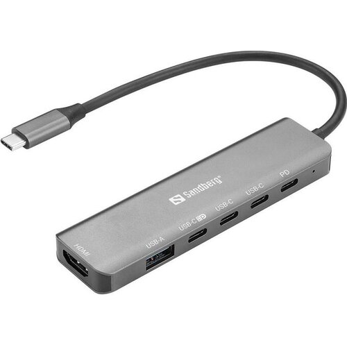 Sandberg priklopna postaja 6-in-1 MediaDock/USB-C/1x HDMI + 1x USB-C/100W/SB13677 Slike