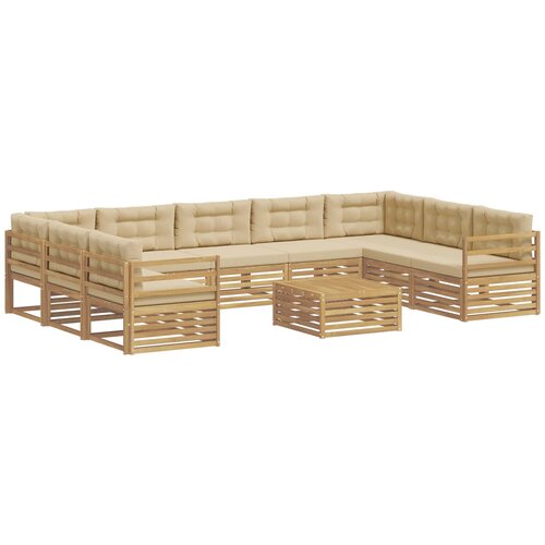vidaXL Zunanja garnitura za sedenje 10 pcs Bela in bež Poliester, (5000271340) Cene