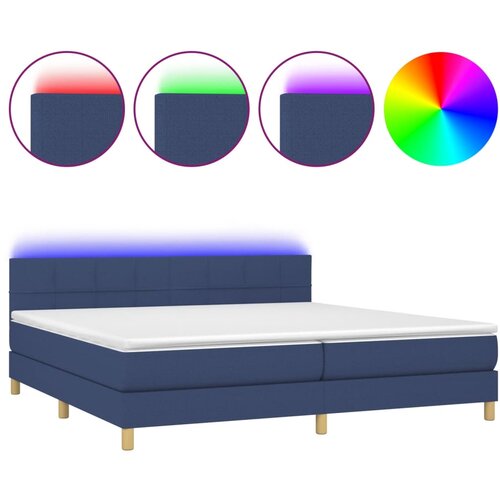 Maison Chic Box spring postelja - Vzmetna postelja z vzmetnico LED modra 200x200 cm blago SL9752, (21902221) Cene