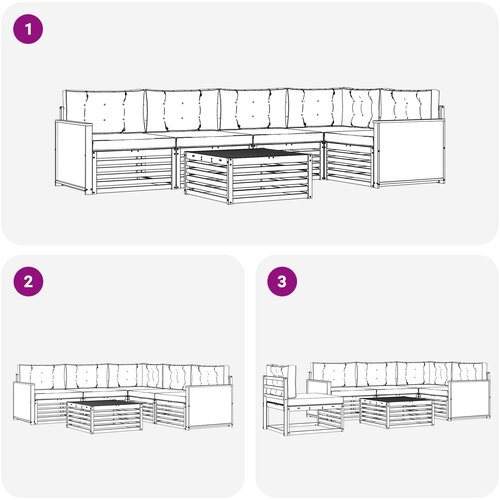  Set vanjskih sofa 6 kom. Prirodna i antracit Poliester Slike