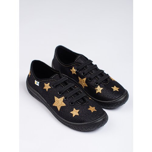 SHELOVET Slip-on black children's sneakers with 3F stars Slike