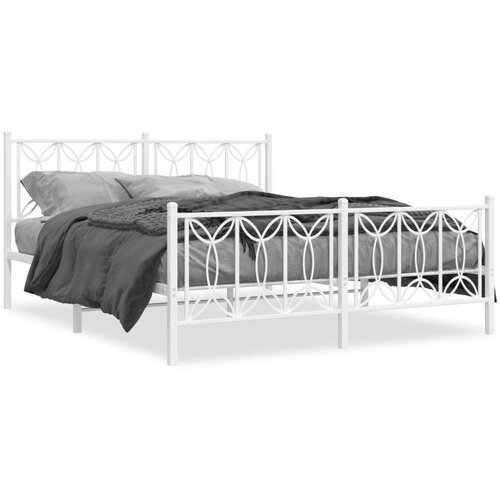 vidaXL Metalni okvir kreveta uzglavlje i podnožje bijeli 160x200 cm Cijene