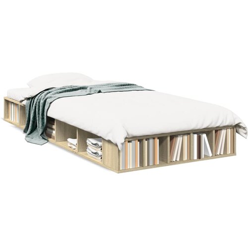 VidaXL Posteljni okvir sonoma hrast 90x200 cm inženirski les Slike