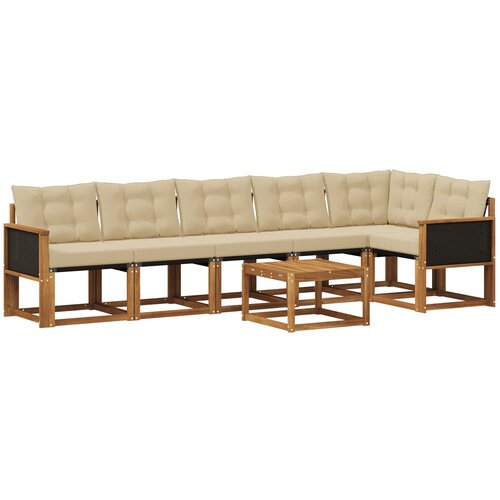 vidaXL Zunanja garnitura za sedenje z blazino 7 pcs Naravna in bež, (5000281776) Cene