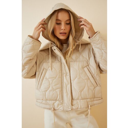cream quilted parka