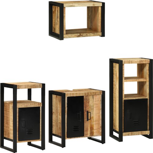 VidaXL Komplet pohi&amp;scaron;tva za kopalnico 4 pcs Rjava Masiven les manga Slike