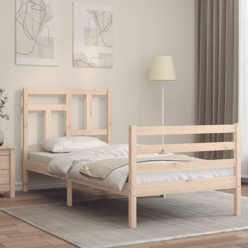 VidaXL Posteljni okvir z vzglavjem 90x200 cm trden les Slike