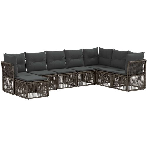 vidaXL Vrtna sedežna garnitura 8 pcs Siva poli ratan, (5000272483) Cene