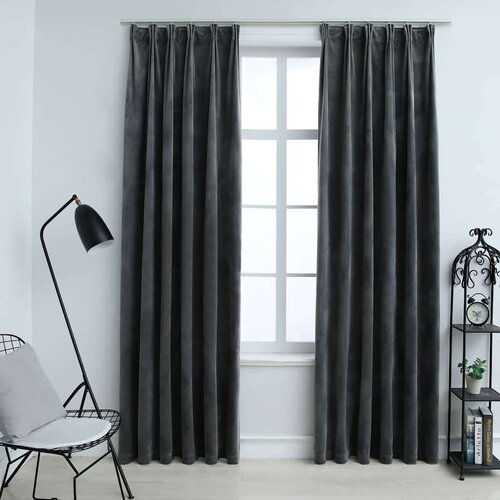 vidaXL Zavjese za zamračivanje 2 kom bar&scaron;unaste antracit 140 x 245 cm Cijene