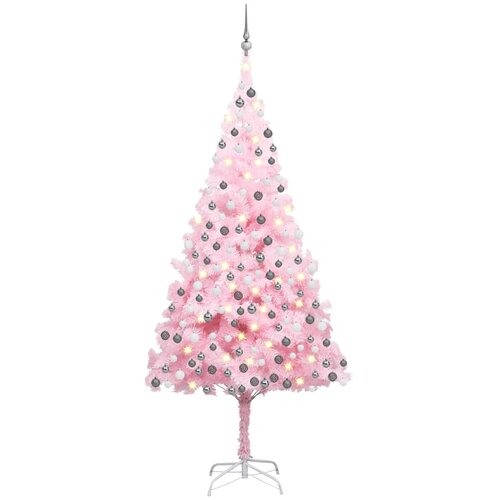 vidaXL umjetno božićno drvce LED s kuglicama ružičasto 240 cm PVC Cijene