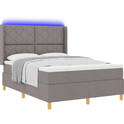 vidaXL Box spring krevet Sivo-smeđa 140 x 190 cm tkanina - Sivosmeđa 140 x 190 cm Dizajn s rombovima Cene